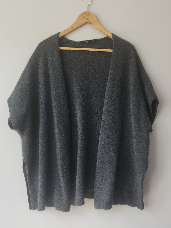 COS Sweaters - Lusso Dark Grey Open-Front Cashmere Cardigan